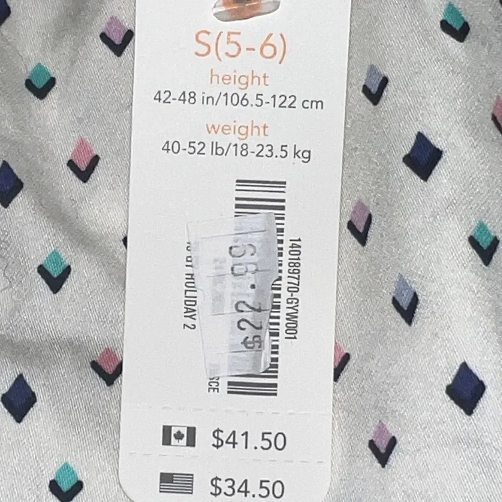 Gymboree Girls Geometric Blouse 3/4 Sleeves White Multicolor Small NWT